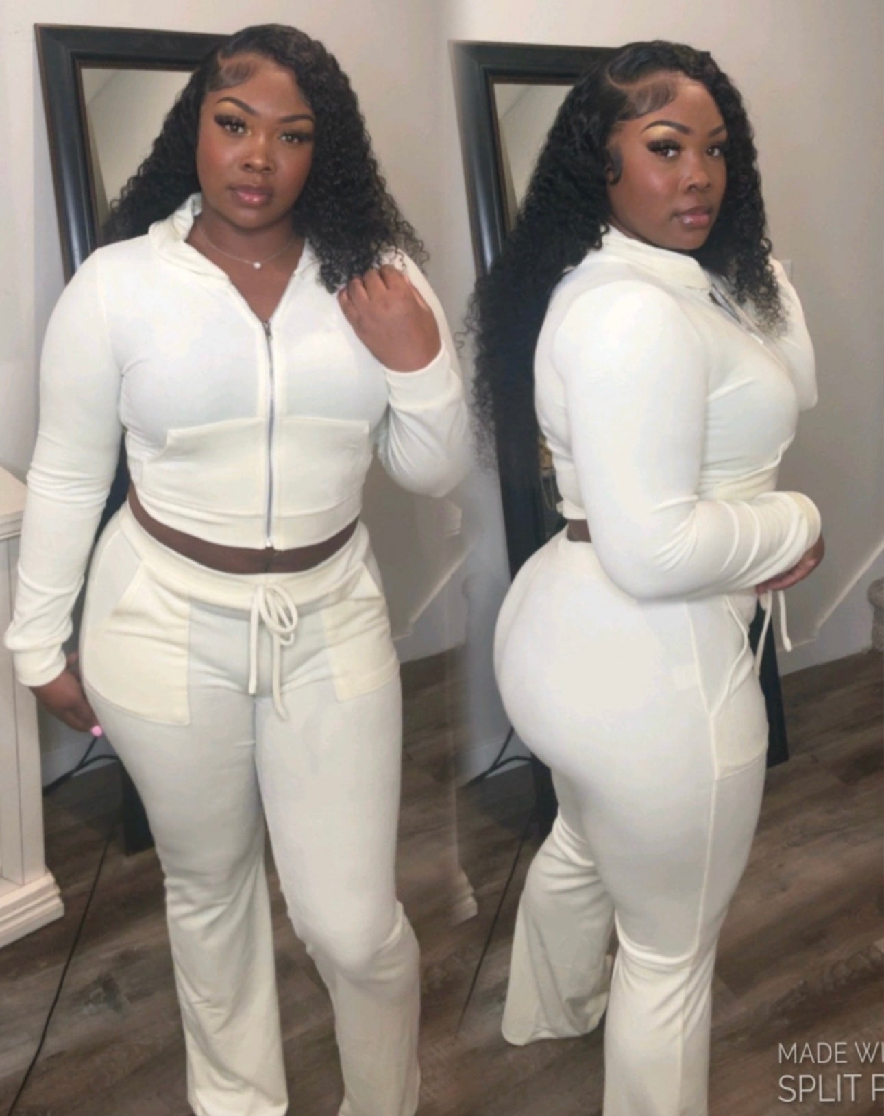 CREAM VELOUR PANT SET