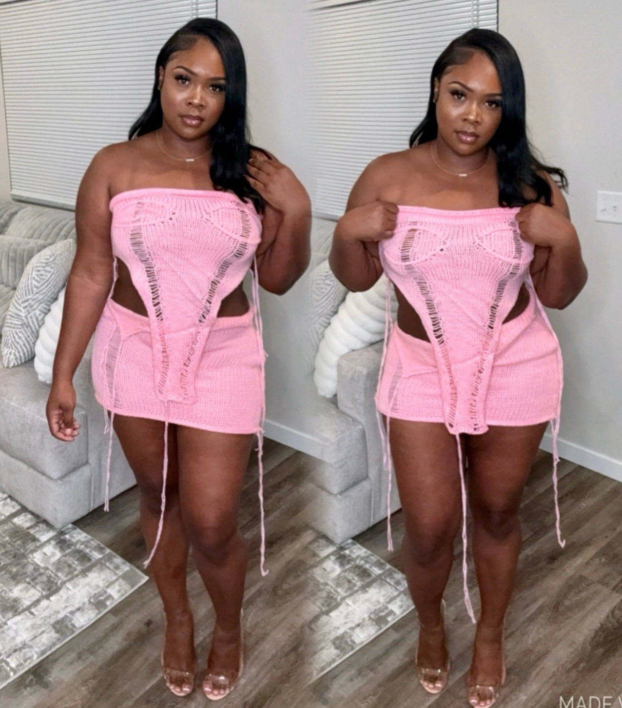 Knit Skirt Set (Pink)
