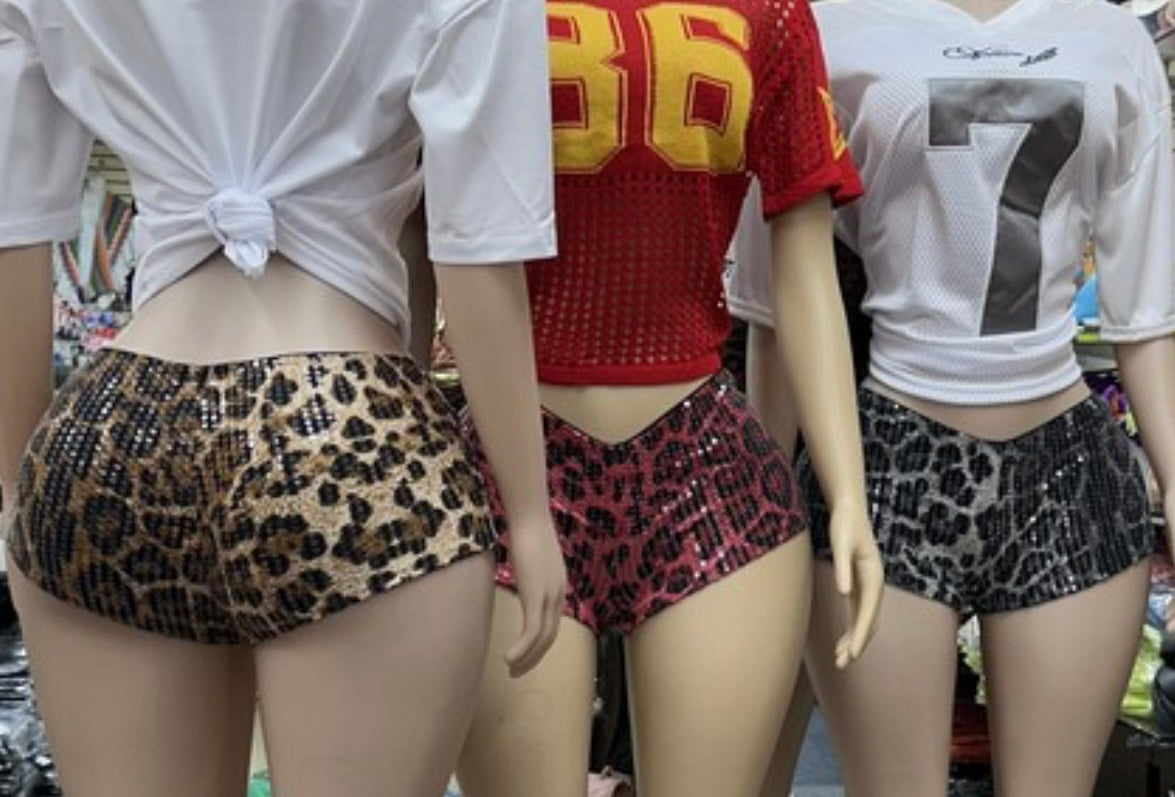 CHEETAH PRINT SEQUIN MINI SHORT (2COLORS)