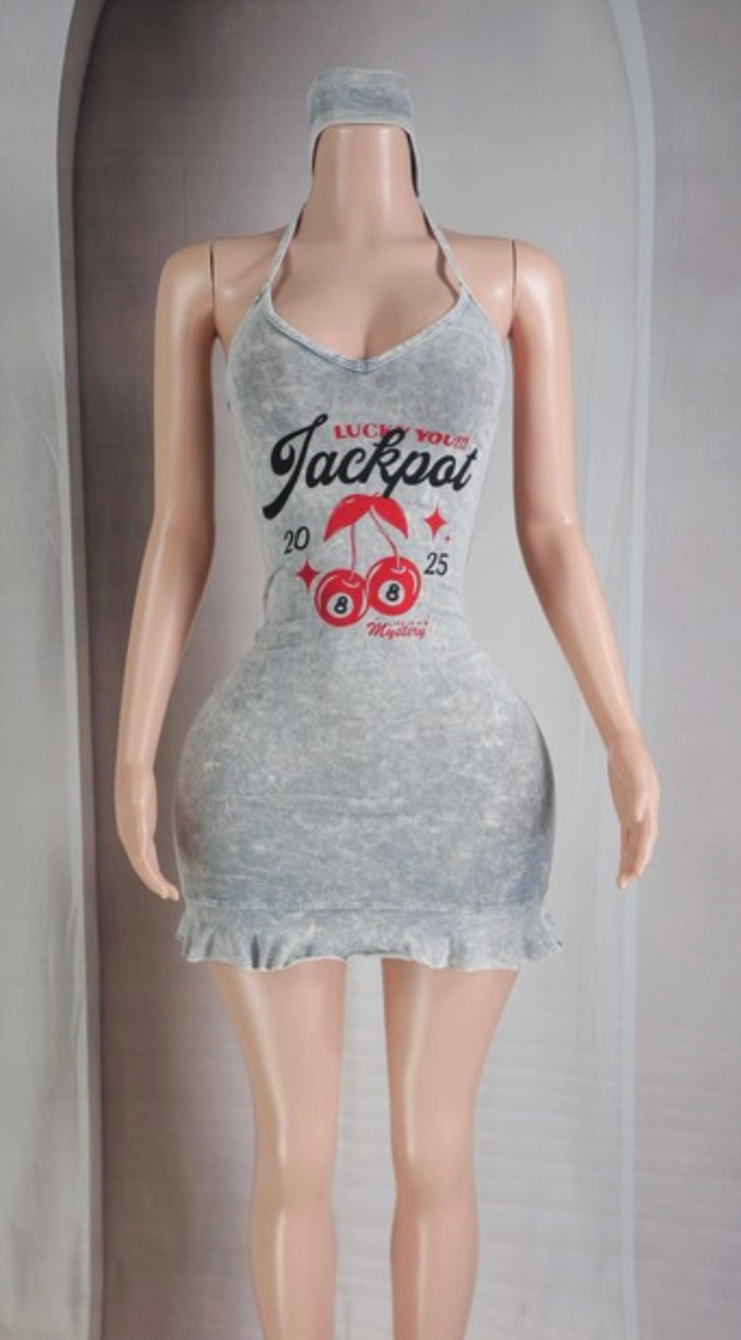 Cherry Mineral Washed Dress W/ Headband