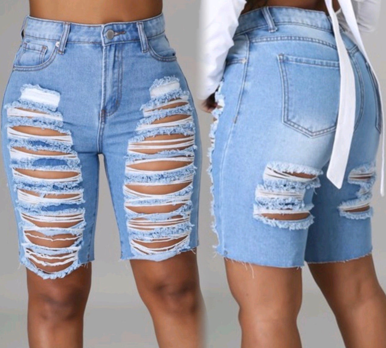 Distressed Denim Shorts