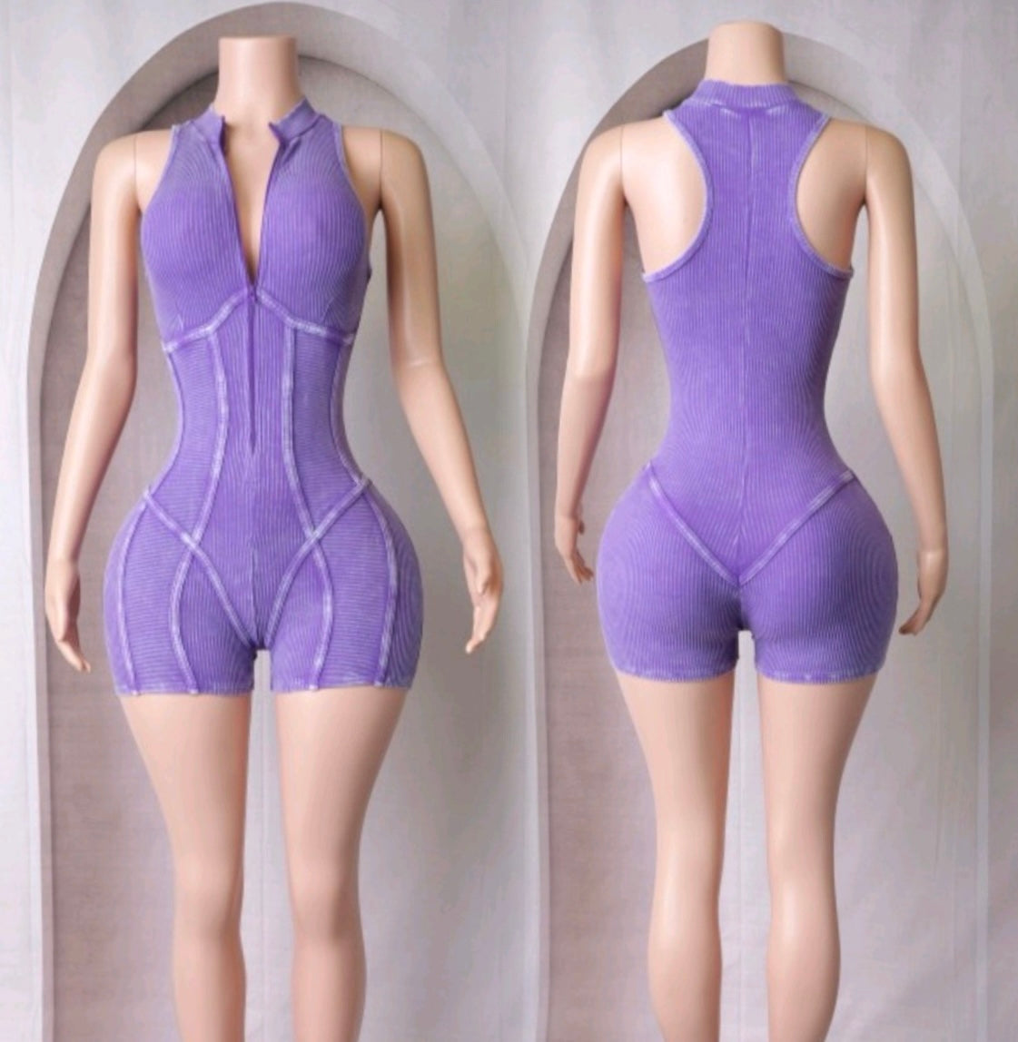 Mineral Washed Romper (2Colors)