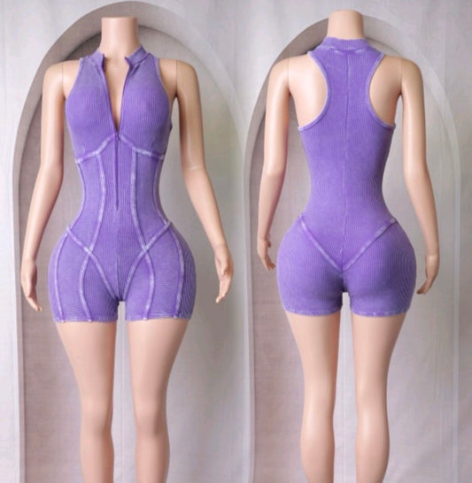 Mineral Washed Romper (2Colors)