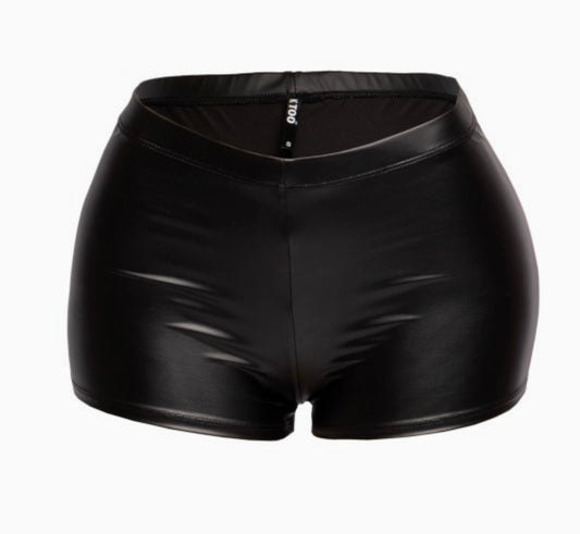 BLK LEATHER SHORTS