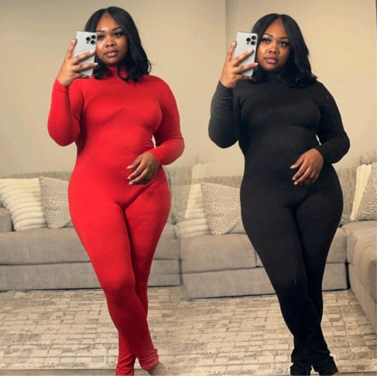 Mock Neck Jumpsuits (3Colors)