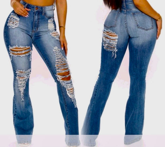 Distressed Flare Jeans