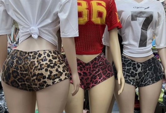 CHEETAH PRINT SEQUIN MINI SHORT (2COLORS)