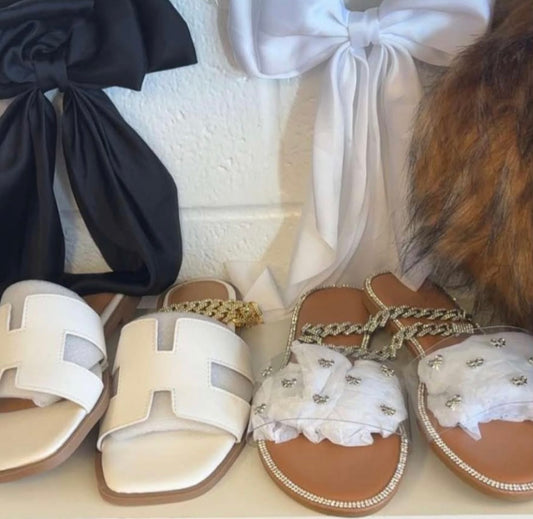 Clear/Silver Bow-Studded Sandal