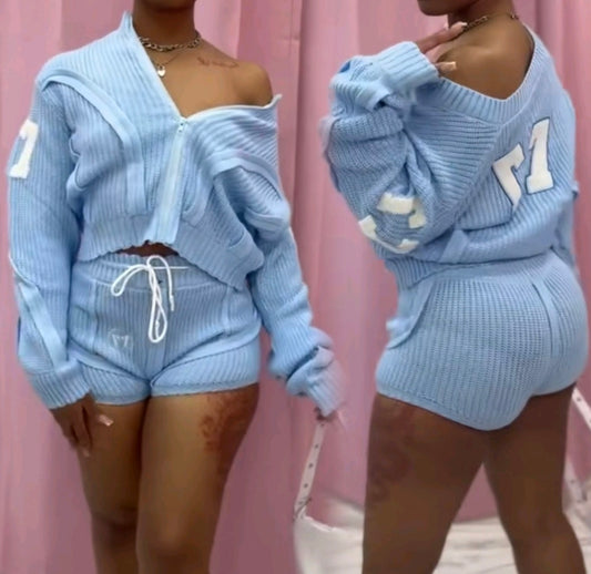 2pc Knit Sport Set (Baby Blue)