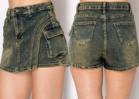 Denim Cargo Skort