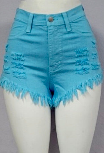 Baby Blue Fringe Shorts